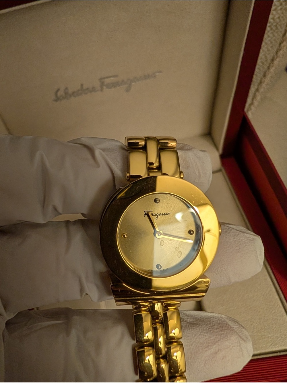Salvatore Ferragamo Gold Bracelet Watch with Round Dial